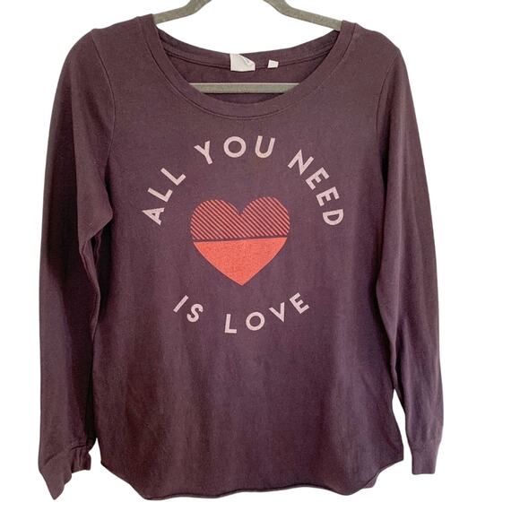 Junk Food Clothing Tops - Junk Food Grey Love Is All You Need LS Tee Medium